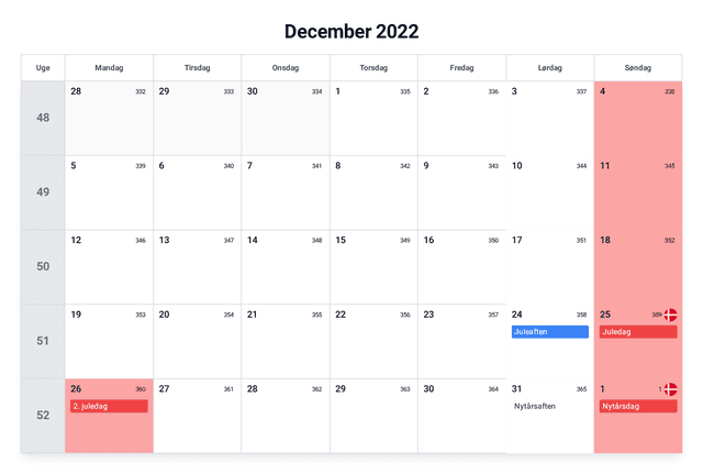 forhåndsvisning af kalenderen