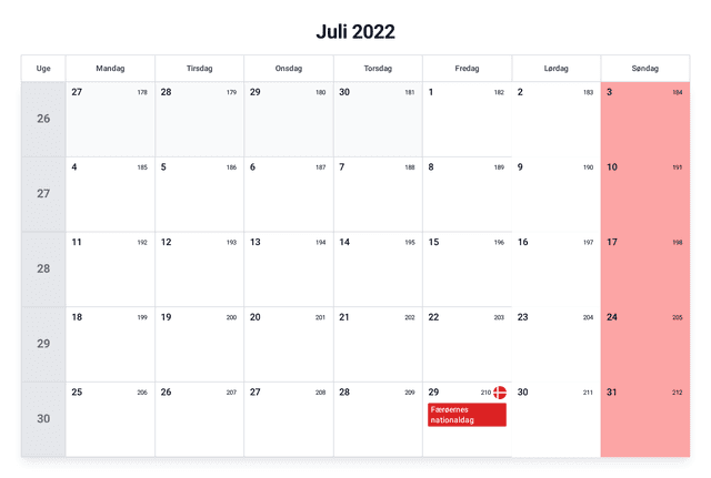 forhåndsvisning af kalenderen