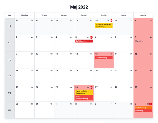 forhåndsvisning af kalenderen