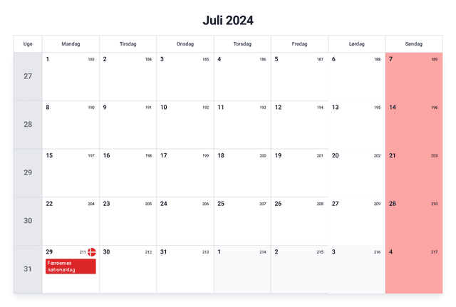 forhåndsvisning af kalenderen