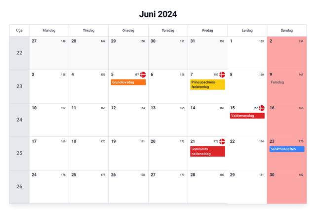 forhåndsvisning af kalenderen