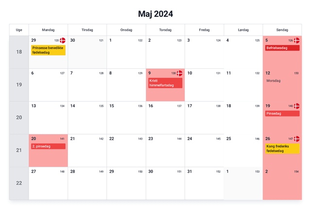 forhåndsvisning af kalenderen
