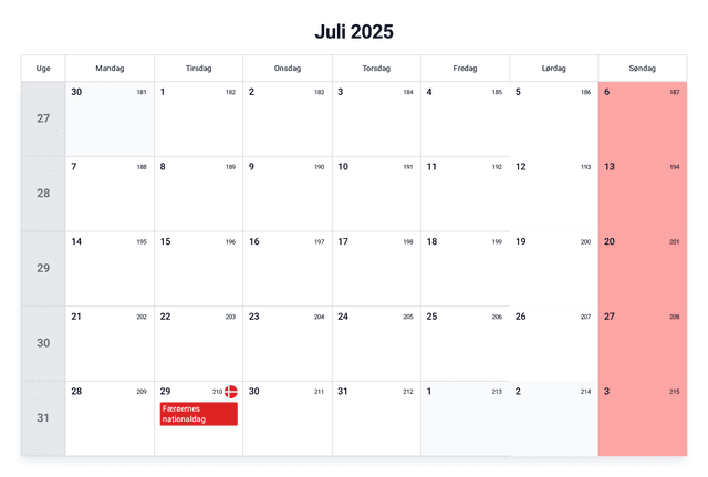 forhåndsvisning af kalenderen