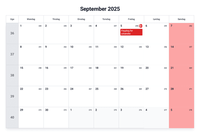 forhåndsvisning af kalenderen