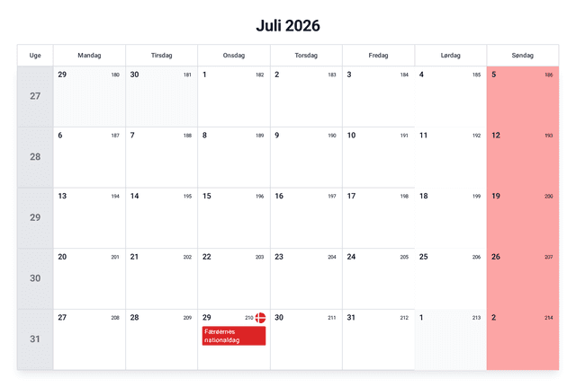 forhåndsvisning af kalenderen
