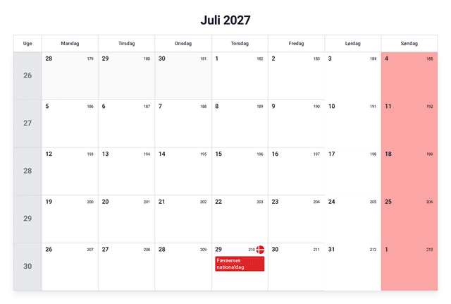 forhåndsvisning af kalenderen