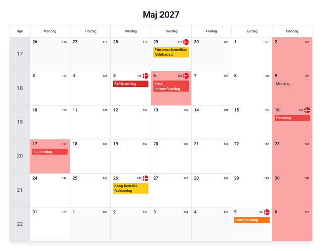 forhåndsvisning af kalenderen