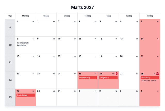 forhåndsvisning af kalenderen