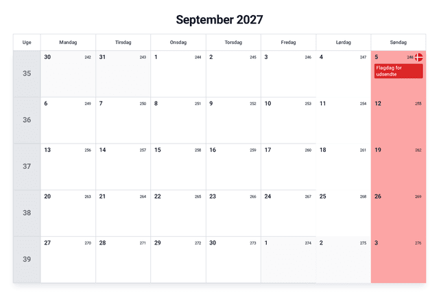 forhåndsvisning af kalenderen
