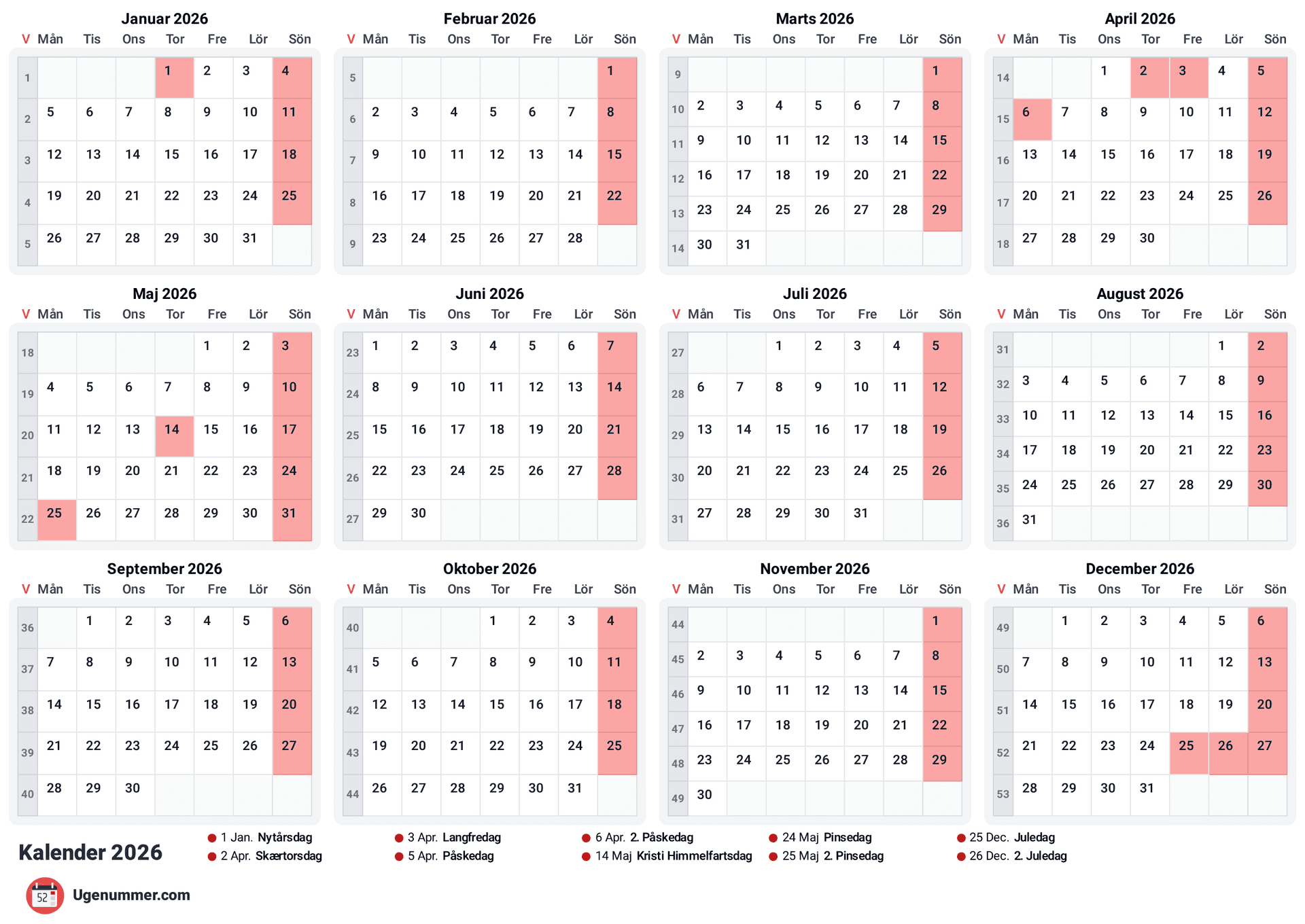 forhåndsvisning af kalenderen
