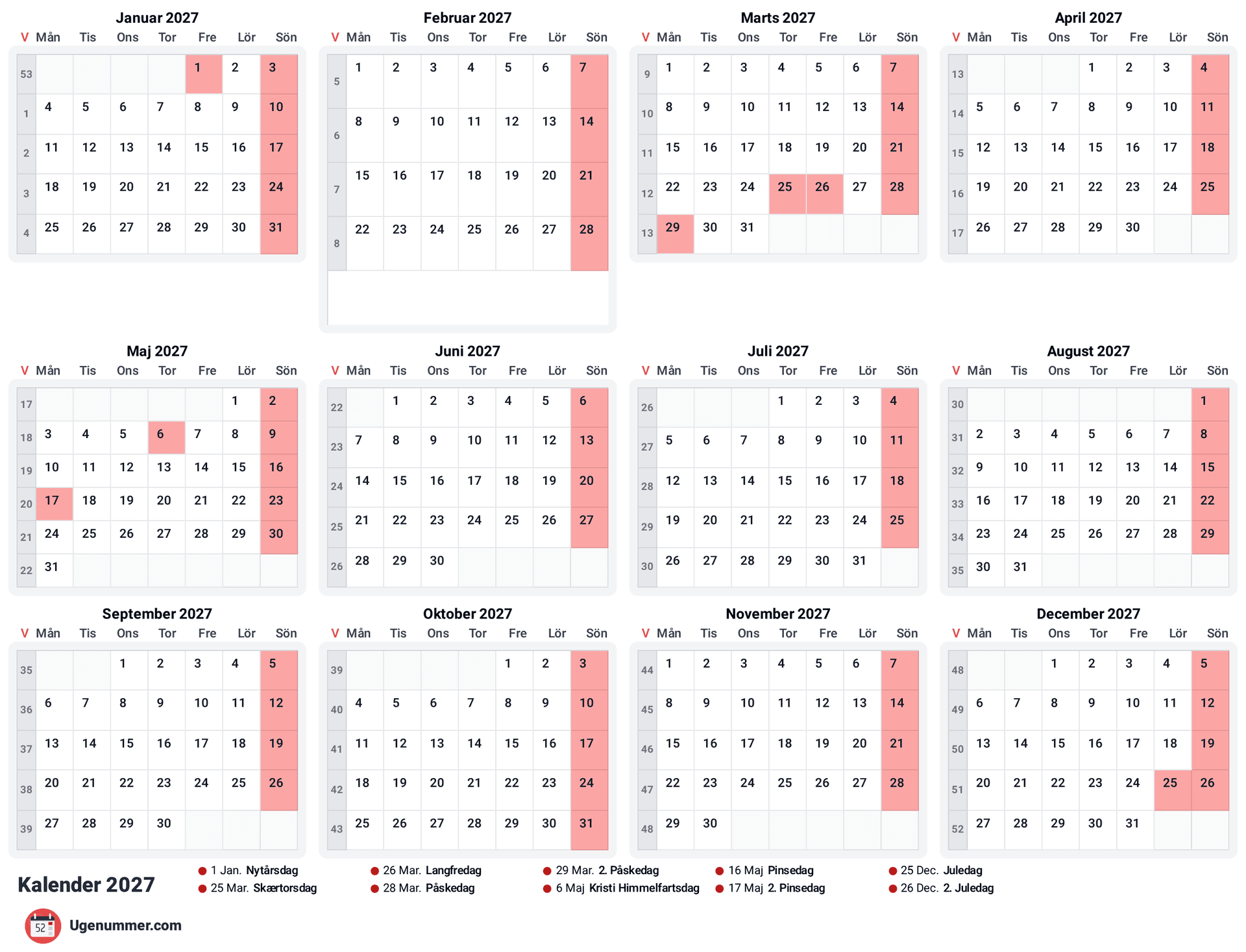 forhåndsvisning af kalenderen