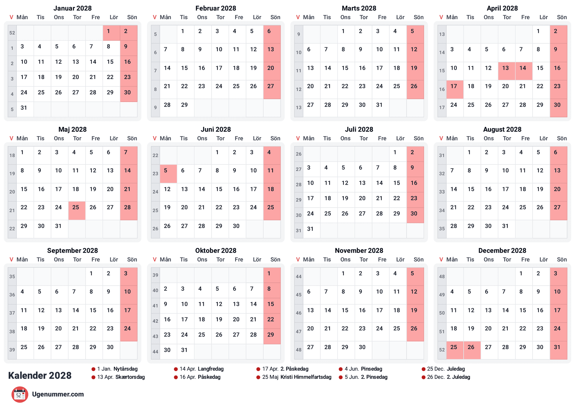 forhåndsvisning af kalenderen